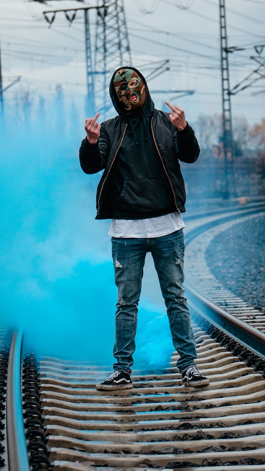 guy showing middle fingers